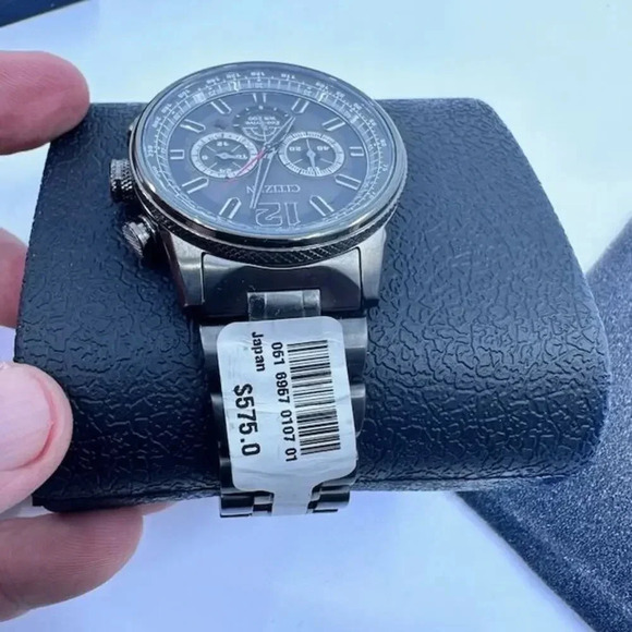 NEW Citizen Eco-Drive Nighthawk Watch Grey Stainless Steel Charcoal Grey Dial - Picture 4 of 7